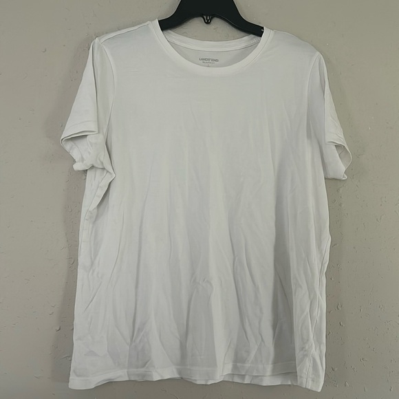 🦋 Lands’ End White Classic T-Shirt Short Sleeve Tee Minimalist Neutral Basic - Picture 1 of 6